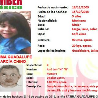 Activan Alerta Amber en Jalisco por niña de cinco años