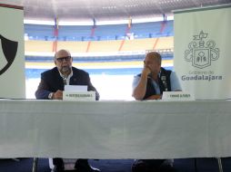 El presidente del Atlas, Gustavo Guzmán y Enrique Alfaro dieron detalles sobre la seguridad en el Clásico. EL INFORMADOR / E. Barrera