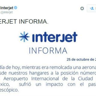 Avión sufre incidente en el AICM