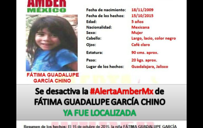 Este lunes se desactivó la Alerta por la menor. ESPECIAL /