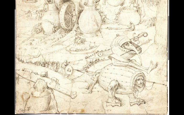 La obra ''Paisaje infernal'' ha sido descubierta por expertos del Proyecto de Investigación y Conservación de El Bosco. EFE / R. Klein