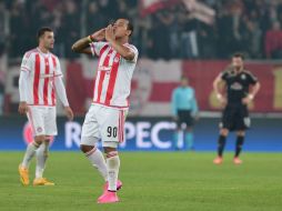 El equipo de El Piero con ansias de marcar, lo logró en los minutos 65 y 90; por parte del jugador colombiano, Felipe Pardo. AFP / L. Gouliamaki