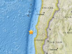 El sismo ocurrió a 93 km al noroeste de Coquimbo a una profundidad de 10 km. ESPECIAL / earthquake.usgs.gov/