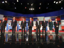 Los ocho precandidatos mejor posicionados protagonizan el debate estelar; otros cuatro tuvieron un debate más temprano. AP / J. Phelps