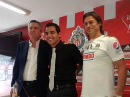 Este jueves, Jorge Vergara, Omar Bravo y Matías Almeyda ofrecieron una rueda de prensa. EL INFORMADOR / R. Alarcón