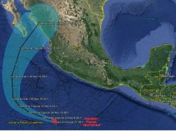 El SMN detalló que es posible que la depresión tropical veitidós-E en el océano Pacífico evolucione a tormenta tropical 'Sandra'. TWITTER / @conagua_clima