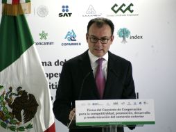 Videgaray durante la firma del Convenio de Cooperación para la competitividad del comercio exterior. SUN / I. Stephens