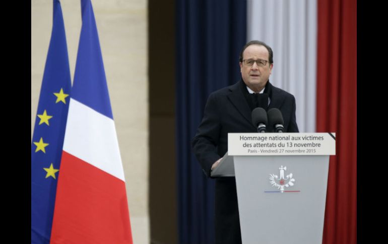 Durante su discurso, Hollande recordó a las numerosas víctimas de 17 países de todo el mundo, además de Francia. EFE / P. Wojazer