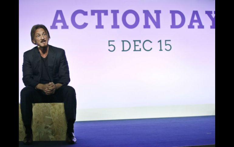 Durante el ''Día de Acción'' Sean Penn pide a los gobernantes comprometerse por un mundo mejor para ''nuestros hijos''. AP / M. Euler