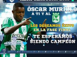 Murillo no ha terminado su temporada con el Atlético Nacional, con quien disputa las fases finales de la liga colombiana. TWITTER / @Tuzos