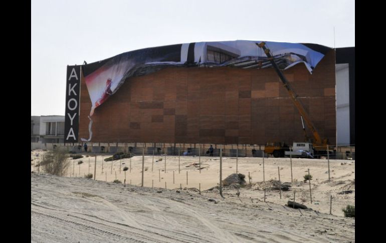 Un tablero que mostraba a Trump jugando al golf fue retirado del complejo Akoya de Damac. AP / A. Schreck