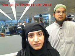 Atacantes de san bernardino. Tashfeen Malik y Syed Farook en el Aeropuerto Internacional O’Hare, Chicago, en julio de 2014. AP /