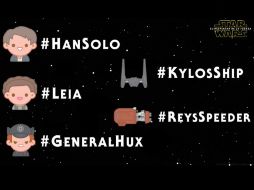 Al escribir los hashtags #HanSolo, #Leia, #GeneralHux, #ReyesSpeeder aparecerán los emojis. TWITTER / @StarWarsLATAM