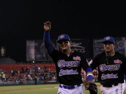 El capitán de la novena tapatía, Manny Rodríguez, conectó hit al jardín izquierdo que produjo dos carreras más. EL INFORMADOR / P. Pérez