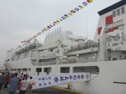 'En estas fiestas navideñas les van a dar el regalo de la salud a quienes se van atender en este buque hospital', declaran. TWITTER / @APN_PuertosPeru