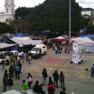 Colocan árboles de Navidad con fotos de los 43 en Guerrero
