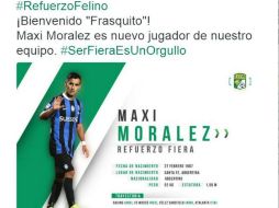 Maximiliano Moralez estuvo en el Atalanta de Italia. TWITTER / @clubleonfc
