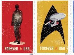 Los sellos muestran cuatro ilustraciones digitales inspiradas en elementos clásicos del programa de televisión. ESPECIAL / www.startrek.com