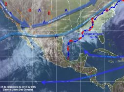 La entrada de humedad del Mar Caribe originará nublados y lluvias aisladas menores a 25 mm en Yucatán y Quintana Roo. ESPECIAL / smn.cna.gob.mx