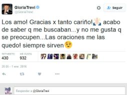 Fue la misma Trevi quien aclaró la situación, por lo que sus seguidores arremetieron contra Marisela. TWITTER / @GloriaTrevi