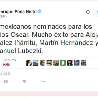 Peña Nieto desea éxito a mexicanos nominados al Oscar