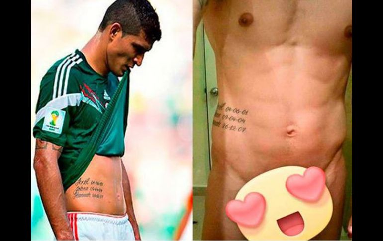 Las imagenes muestran el mismo tatuje en la misma parte del cuerpo del jugador. TWITTER / @VistoBueno