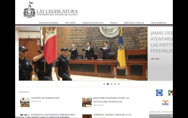Borde político considera que el portal del Congreso tiene gran cantidad de información. ESPECIAL / congresojal.gob.mx