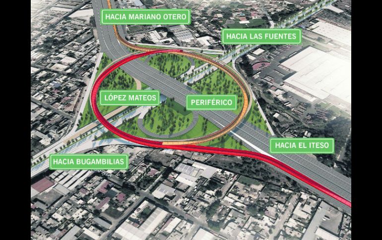 Esta imagen ilustra la forma en que lucirá el cruce de López Mateos y Periférico una vez concluida. ESPECIAL /