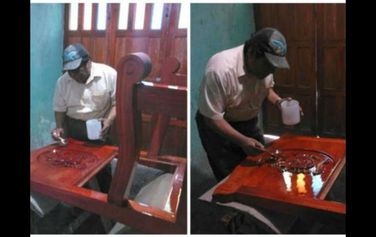 La pieza posee el simbólico escudo de la Santa Sede que va adosado en la parte superior del respaldo. SUN / O. Gutiérrez