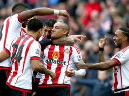 El conjunto local se adelanta muy pronto, en el minuto 3, con un gol del tunecino Wahbi Khazri. EFE / N. Roddis