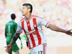 Alan puso su 'grano de arena' en el partido de este domingo. TWITTER / @olympiacos_org