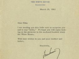 La carta fue escrita por el ex presidente a Rita Lynn Knight de cinco años. AP / R. Collection