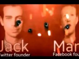 Colocan fotos de los rostros de Zuckerberg y Dorsey envueltas en llamas y con agujeros de bala. ESPECIAL /