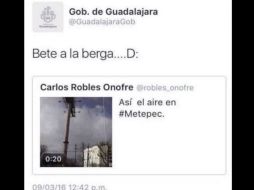 Imagen del mensaje que dio origen a la polémica, pese a ser borrado de la cuenta oficial del Ayuntamiento. ESPECIAL /