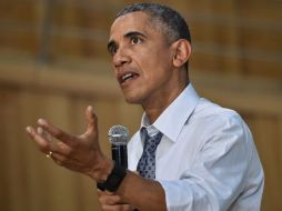 Obama evitó citar al candidato republicano por su nombre, pero sí hizo un balance del proceso electoral del que saldrá su sucesor. AFP / N. Kamm