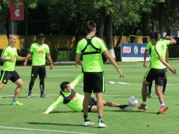 Los jugadores del América se preparan para enfrentar a Jaguares. TWITTER / @ClubAmerica