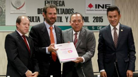 El titular del INE, Lorenzo Córdova y Jesús Zambrano. TWITTER / @INEMexico