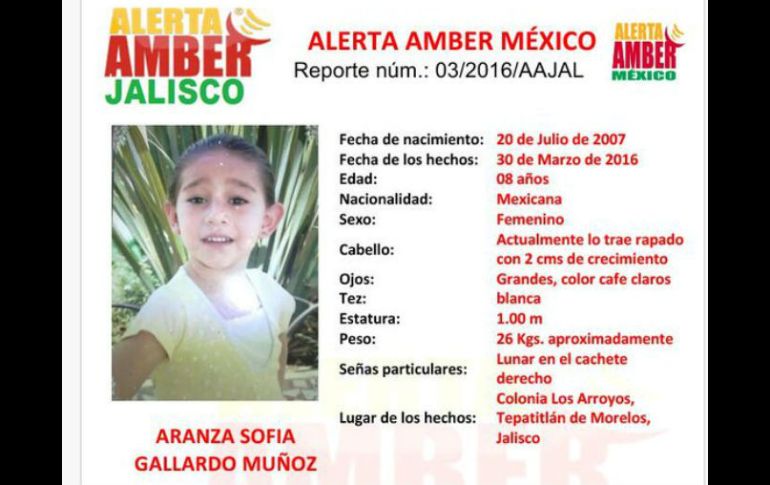 Aranza Sofía Gallardo Muñoz actualmente lleva el cabello rapado, con 2 cm de crecimiento. TWITTER / @FiscaliaJal