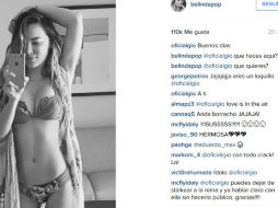 '¿Qué haces aquí?, ¿Qué quieres?', le contesta la intérprete al jugador. INSTAGRAM / belindapop