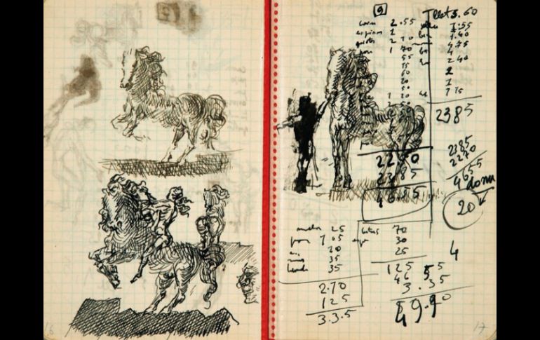 Entre los 33 dibujos originales que contiene al diario, destaca un autorretrato y otros de caballos. TWITTER / @sothebys