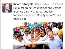Desde el pasado 3 de abril no hay más imagenes del candidato con Anaya. TWITTER /
