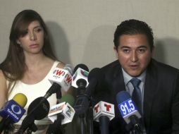 Johana Fonseca, hija del narcotraficante y el abogado Ernesto del Castillo ofrecieron una rueda de prensa. SUN / J. Mendoza