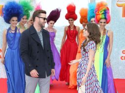 Timberlake y Kendrick son recibidos por cientos de niños invitados al acto en el Palacio de Festivales de Cannes. AP / J. Ryan