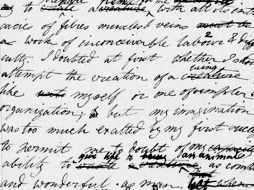 Imagen de la primera versión del manuscrito de 'Frankenstein', de 1816. Foto: Captura de pantalla. ESPECIAL /