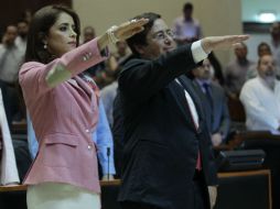 Eduardo Moel Modiano e Irma Leticia Leal Moya en la toma de protesta. EL INFORMADOR / F. Atilano