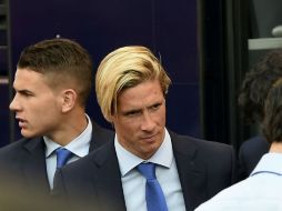 Fernando Torres, delantero de los Colchoneros, llega al hotel del equipo en Milán. AFP / O. Morin