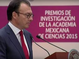 Luis Videgaray, durante la entrega de los Premios de Investigación de la Academia Mexicana de Ciencias 2015. YOUTUBE / Gobierno de la República