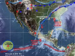 Los desprendimientos nubosos del sistema favorecerán lluvias en el centro, sur y sureste del país. TWITTER / @conagua_clima