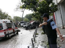 Once personas, entre ellas siete policías, murieron este martes en el centro de Estambul. EFE / S. Suna