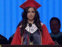 Larissa, de 18 años, pidió a los presentes que miren a los migrantes con compasión, porque también son personas. NTX / CORTESÍA